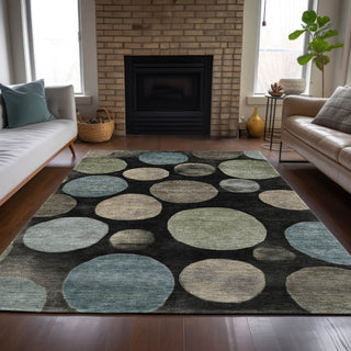 Piper Looms Chantille Geometric ACN2062 Black Machine Washable Area Rug Lifestyle Image Feature