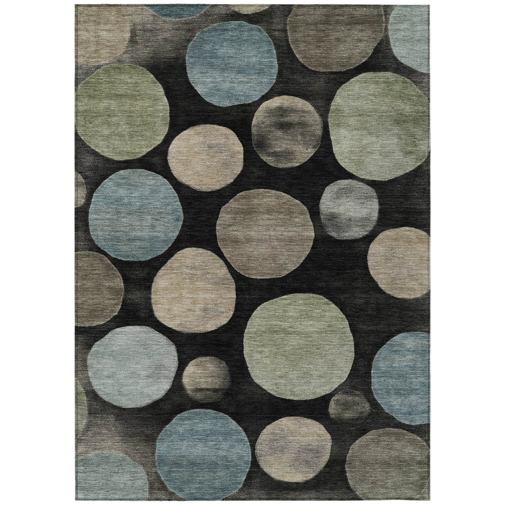 Piper Looms Chantille Geometric ACN2062 Black Machine Washable Area Rug main image