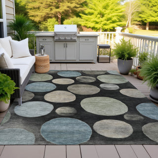 Piper Looms Chantille Geometric ACN2062 Black Machine Washable Area Rug Outdoor Lifestyle Image Feature