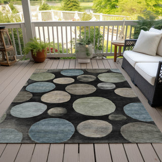 Piper Looms Chantille Geometric ACN2062 Black Machine Washable Area Rug Outdoor Lifestyle Image Feature