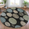 Piper Looms Chantille Geometric ACN2062 Black Machine Washable Area Rug Round Lifestyle Image Feature