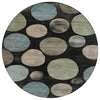 Piper Looms Chantille Geometric ACN2062 Black Machine Washable Area Rug Round Main Image