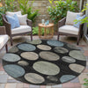 Piper Looms Chantille Geometric ACN2062 Black Machine Washable Area Rug Round Outdoor Lifestyle Image Feature