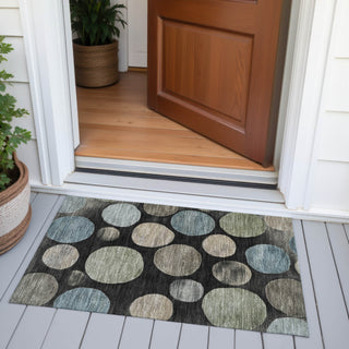 Piper Looms Chantille Geometric ACN2062 Black Machine Washable Area Rug Scatter Outdoor Lifestyle Image Feature