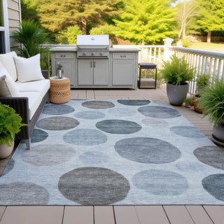 Piper Looms Chantille Geometric ACN2062 Blue Machine Washable Area Rug Outdoor Lifestyle Image Feature