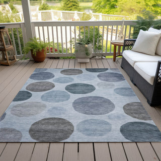 Piper Looms Chantille Geometric ACN2062 Blue Machine Washable Area Rug Outdoor Lifestyle Image Feature