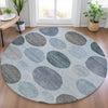 Piper Looms Chantille Geometric ACN2062 Blue Machine Washable Area Rug Round Lifestyle Image Feature