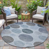 Piper Looms Chantille Geometric ACN2062 Blue Machine Washable Area Rug Round Outdoor Lifestyle Image Feature