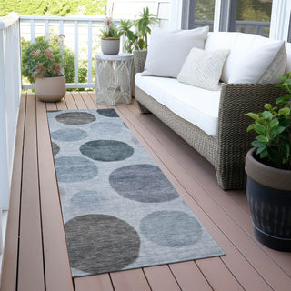 Piper Looms Chantille Geometric ACN2062 Blue Machine Washable Area Rug Runner Outdoor Lifestyle Image Feature