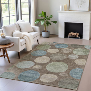 Piper Looms Chantille Geometric ACN2062 Chocolate Machine Washable Area Rug Lifestyle Image Feature