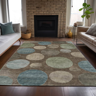 Piper Looms Chantille Geometric ACN2062 Chocolate Machine Washable Area Rug Lifestyle Image Feature