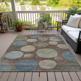 Piper Looms Chantille Geometric ACN2062 Chocolate Machine Washable Area Rug Outdoor Lifestyle Image Feature