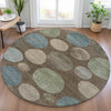 Piper Looms Chantille Geometric ACN2062 Chocolate Machine Washable Area Rug Round Lifestyle Image Feature