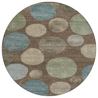 Piper Looms Chantille Geometric ACN2062 Chocolate Machine Washable Area Rug Round Main Image