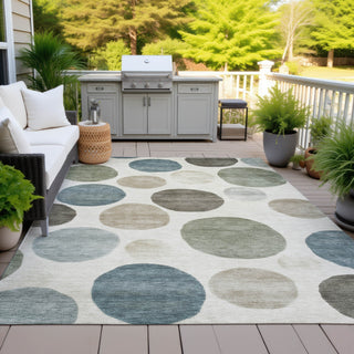 Piper Looms Chantille Geometric ACN2062 Ivory Machine Washable Area Rug Outdoor Lifestyle Image Feature