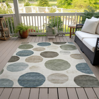Piper Looms Chantille Geometric ACN2062 Ivory Machine Washable Area Rug Outdoor Lifestyle Image Feature