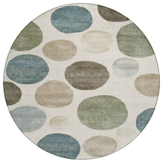 Piper Looms Chantille Geometric ACN2062 Ivory Machine Washable Area Rug Round Main Image