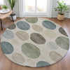 Piper Looms Chantille Geometric ACN2062 Khaki Machine Washable Area Rug Round Lifestyle Image Feature