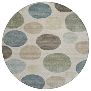 Piper Looms Chantille Geometric ACN2062 Khaki Machine Washable Area Rug Round Main Image