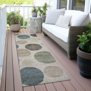 Piper Looms Chantille Geometric ACN2062 Khaki Machine Washable Area Rug Runner Outdoor Lifestyle Image Feature