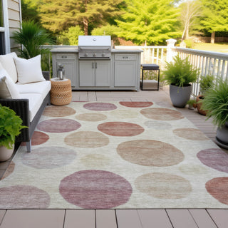 Piper Looms Chantille Geometric ACN2062 Salmon Machine Washable Area Rug Outdoor Lifestyle Image Feature