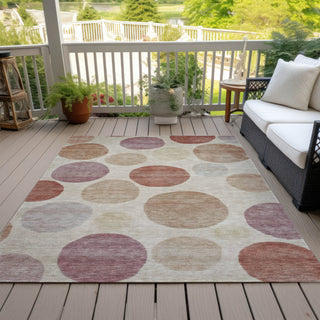 Piper Looms Chantille Geometric ACN2062 Salmon Machine Washable Area Rug Outdoor Lifestyle Image Feature