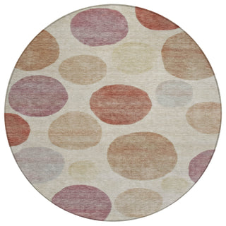 Piper Looms Chantille Geometric ACN2062 Salmon Machine Washable Area Rug Round Main Image