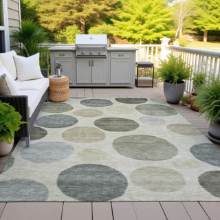 Piper Looms Chantille Geometric ACN2062 Taupe Machine Washable Area Rug Outdoor Lifestyle Image Feature