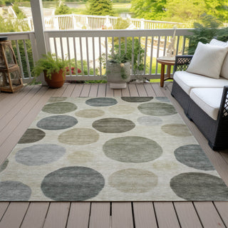 Piper Looms Chantille Geometric ACN2062 Taupe Machine Washable Area Rug Outdoor Lifestyle Image Feature