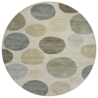 Piper Looms Chantille Geometric ACN2062 Taupe Machine Washable Area Rug Round Main Image