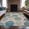 Piper Looms Chantille Geometric ACN2062 Teal Machine Washable Area Rug Lifestyle Image Feature