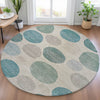 Piper Looms Chantille Geometric ACN2062 Teal Machine Washable Area Rug Round Lifestyle Image Feature