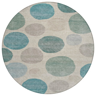 Piper Looms Chantille Geometric ACN2062 Teal Machine Washable Area Rug Round Main Image