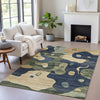 Piper Looms Chantille Abstract ACN2063 Navy Machine Washable Area Rug Lifestyle Image Feature