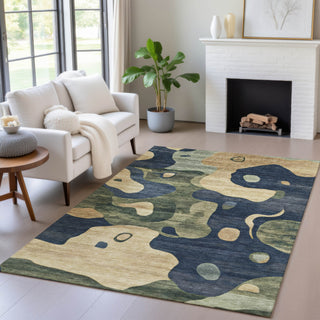 Piper Looms Chantille Abstract ACN2063 Navy Machine Washable Area Rug Lifestyle Image Feature