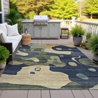Piper Looms Chantille Abstract ACN2063 Navy Machine Washable Area Rug Outdoor Lifestyle Image Feature