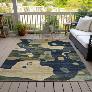 Piper Looms Chantille Abstract ACN2063 Navy Machine Washable Area Rug Outdoor Lifestyle Image Feature
