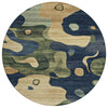 Piper Looms Chantille Abstract ACN2063 Navy Machine Washable Area Rug Round Main Image