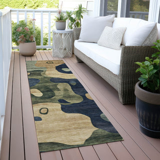 Piper Looms Chantille Abstract ACN2063 Navy Machine Washable Area Rug Runner Outdoor Lifestyle Image Feature