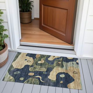 Piper Looms Chantille Abstract ACN2063 Navy Machine Washable Area Rug Scatter Outdoor Lifestyle Image Feature