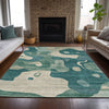 Piper Looms Chantille Abstract ACN2063 Teal Machine Washable Area Rug Lifestyle Image Feature