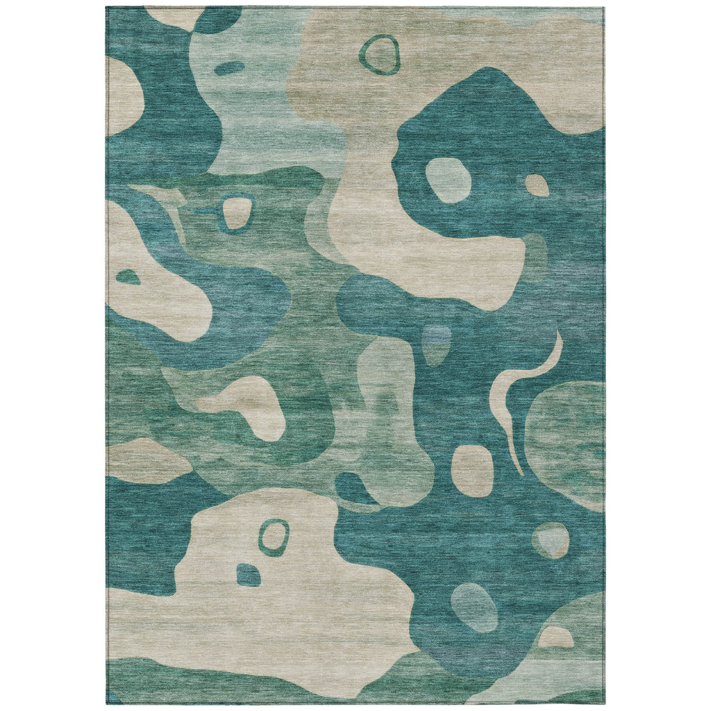 Piper Looms Chantille Abstract ACN2063 Teal Machine Washable Area Rug main image
