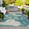 Piper Looms Chantille Abstract ACN2063 Teal Machine Washable Area Rug Outdoor Lifestyle Image Feature