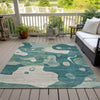 Piper Looms Chantille Abstract ACN2063 Teal Machine Washable Area Rug Outdoor Lifestyle Image Feature