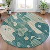 Piper Looms Chantille Abstract ACN2063 Teal Machine Washable Area Rug Round Lifestyle Image Feature