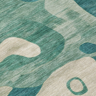Piper Looms Chantille Abstract ACN2063 Teal Machine Washable Area Rug Swatch Image