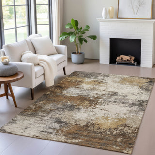 Piper Looms Chantille Abstract ACN2064 Brown Machine Washable Area Rug Lifestyle Image Feature
