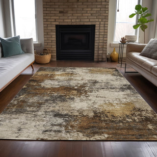 Piper Looms Chantille Abstract ACN2064 Brown Machine Washable Area Rug Lifestyle Image Feature