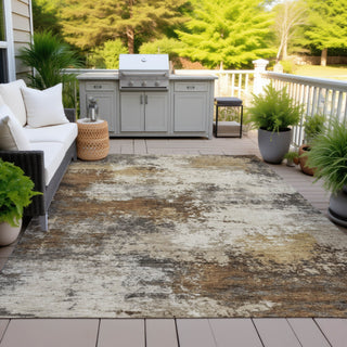 Piper Looms Chantille Abstract ACN2064 Brown Machine Washable Area Rug Outdoor Lifestyle Image Feature