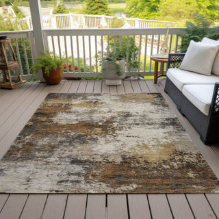 Piper Looms Chantille Abstract ACN2064 Brown Machine Washable Area Rug Outdoor Lifestyle Image Feature